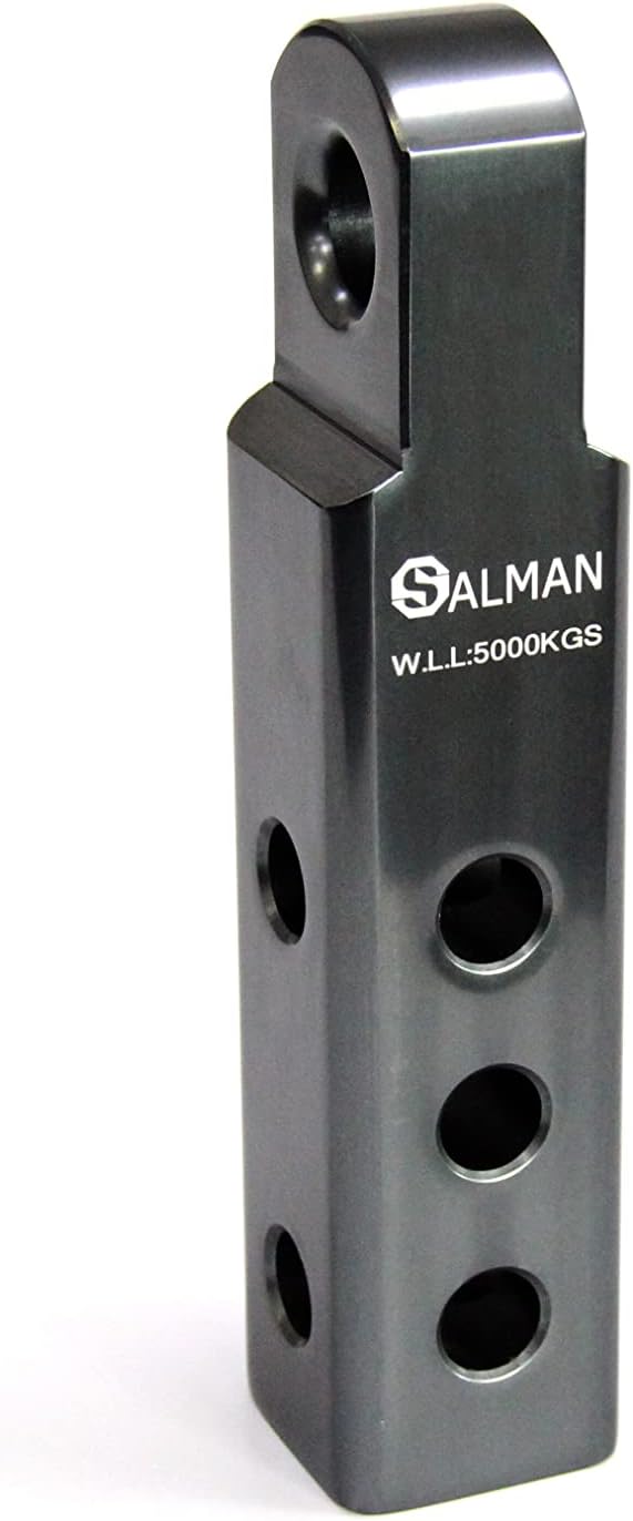 SALMAN 5T 11,000 LBS WLL Aluminum Alloy 6061 Long Hitch Receiver and Bow-Shackle and Pin with R Clip Winch Accessories (Grey)