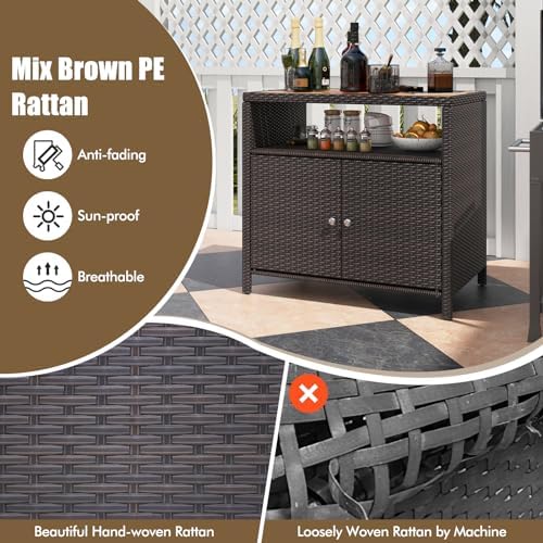happygrill outdoor rattan storage cabinet, patio sideboard buffet, package contents