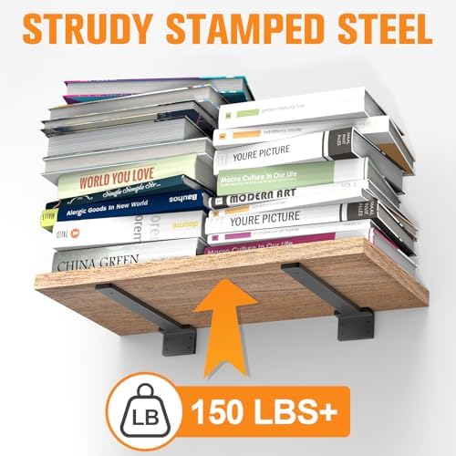 black floating shelf brackets 12 inch 6 pack, side view