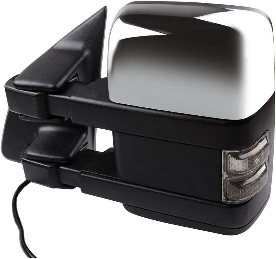 A Pair Heated Towing Mirrors Fits 2003-2007 for F250 for F350 for F450 for F550 Super Duty Series, Power Adjusted View Mirror with LED Turn Signal Light