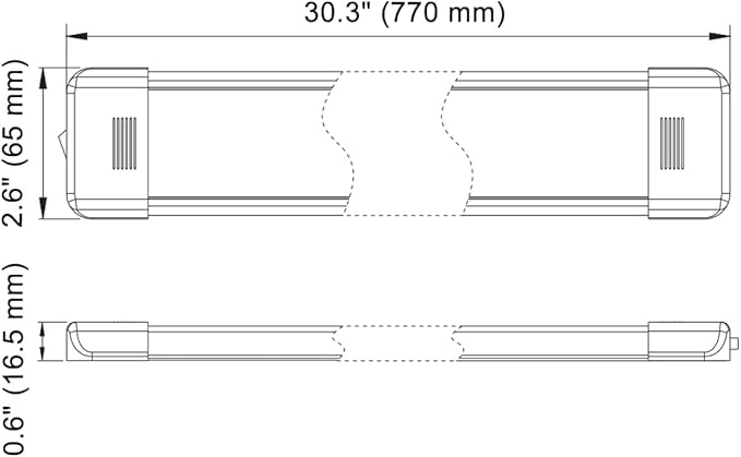 LED Interior Utility Light Fixture 30.3" x 2.6", High Lumen-Output Low Current - Image 2