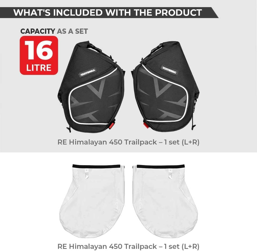 ViaTerra 100% WaterProof Front Frame motorcycle bags (set of 2) I Royal Enfield Himalayan 450 Accessories I Suitable for Touring & trail rides