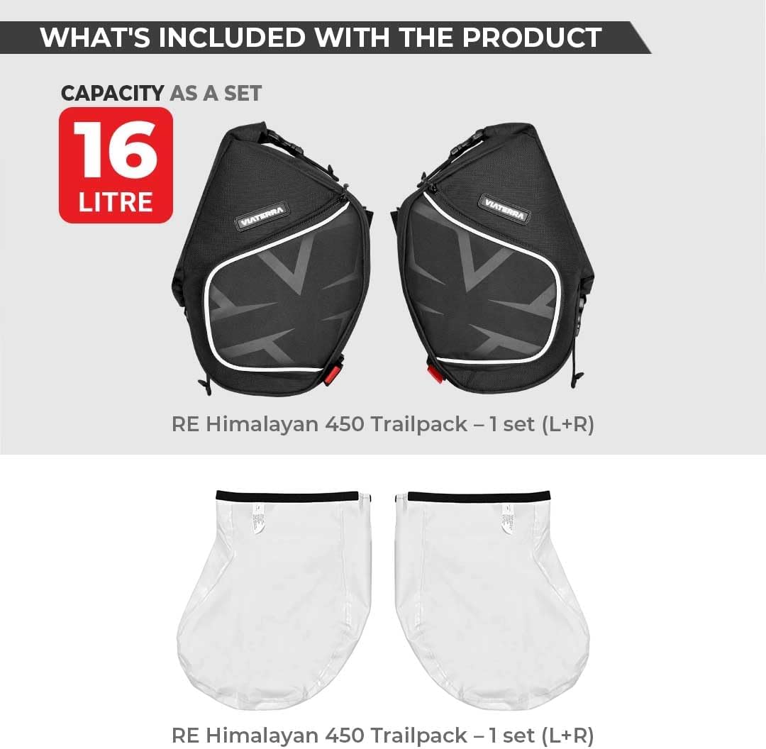 ViaTerra 100% WaterProof Front Frame motorcycle bags (set of 2) I Royal Enfield Himalayan 450 Accessories I Suitable for Touring & trail rides