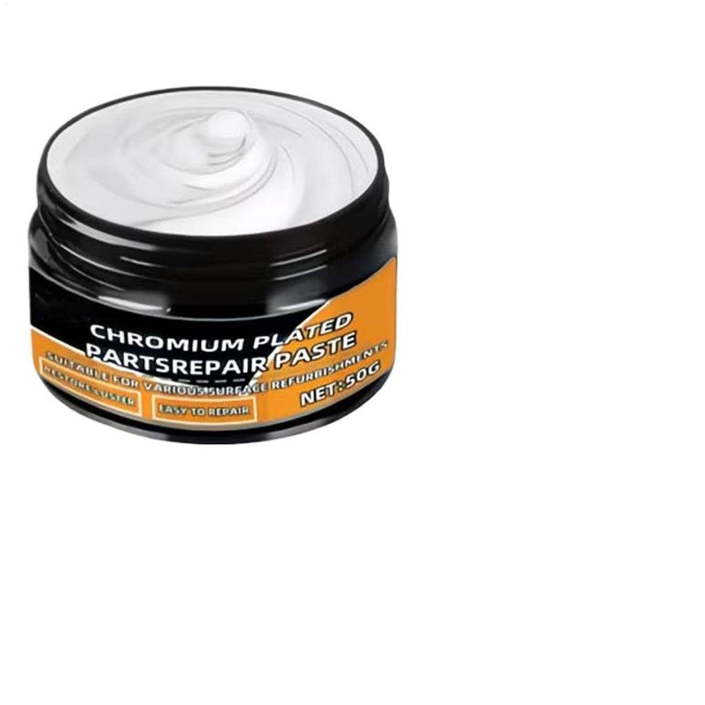 Chrome Cleaner Cream, Scratch Removal, Rust Remover Compound, 50g with Sponge Applicator, Metal Restorer, Auto Shine Repair Kit, 50g for Cars Trucks SUV RV Boats Tires Home