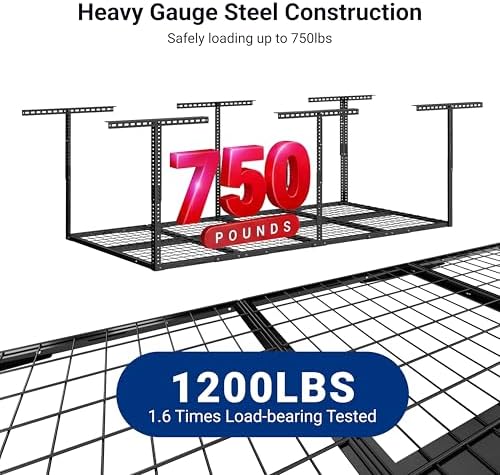 fleximounts 3x8 overhead garage ceiling storage rack organization, close-up detail