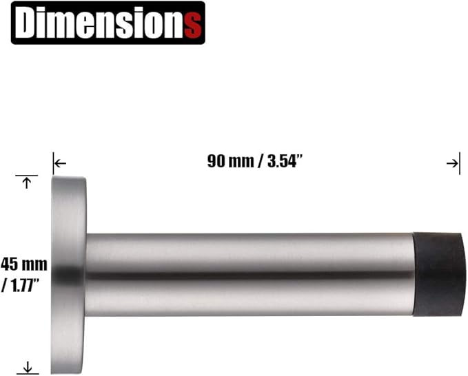 JQK Door Stopper Chrome, 304 Stainless Steel Thicken 1mm Sound Dampening Door - Image 2