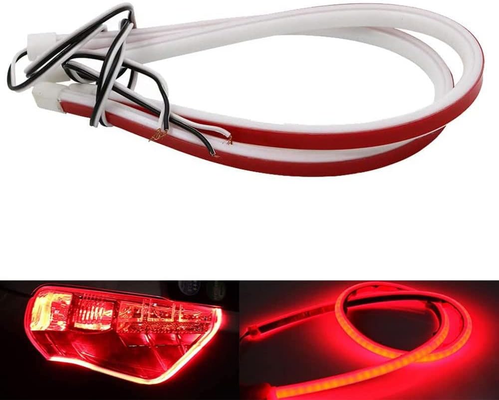 YSY 2Pcs Ultrafine DRL LED Strip Tube Flexible Waterproof Daytime Running Light For Car Headlight LED Strip,Decorative Lamp,Running Light,Neon Lights,Turn Signal Light (30cm(11inch), Red)