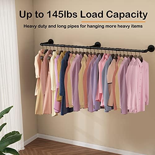wall mounted clothes rack, 60in industrial pipe clothing on a desk or shelf