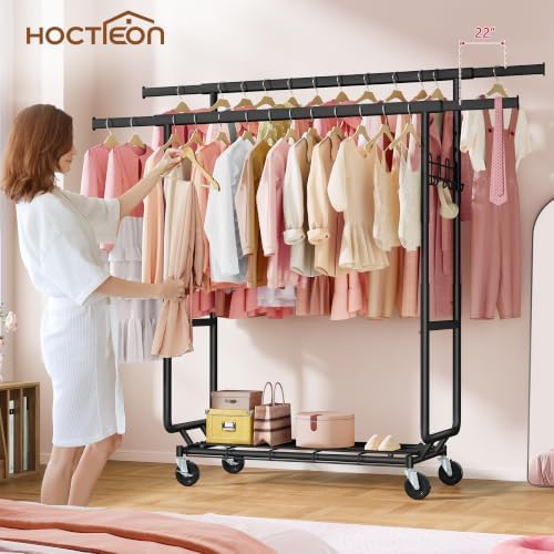hoctieon 2-minute assembly double rod clothes rack, heavy on a desk or shelf