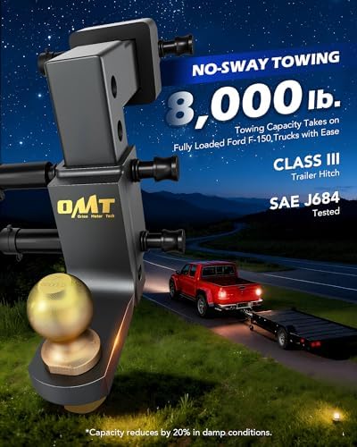 orion motor tech adjustable trailer hitch ball mount, side view