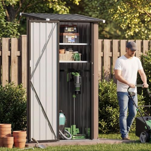 aoxun outdoor storage cabinet shed with floor, small on a desk or shelf