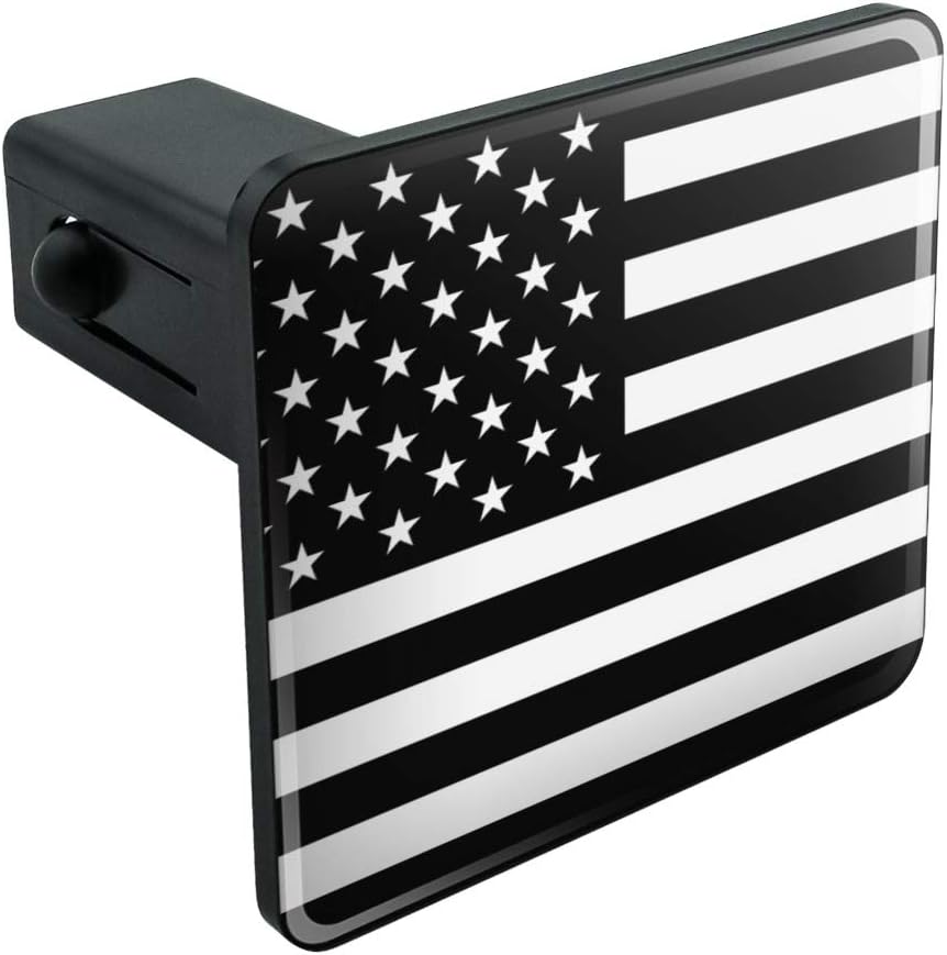 GRAPHICS & MORE Subdued American USA Flag Black White Military Tactical Tow Trailer Hitch Cover Plug Insert 1 1/4 inch (1.25")