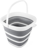 10L Collapsible Bucket for Cleaning, Portable Ice Bucket Water Pail for Space Saving, Foldable Sand Buckets with Handles for House Bathroom, Plastic Tub Sink Camping Wash Basin RV Essentials