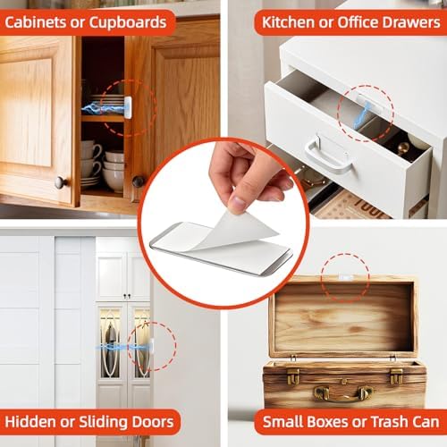 jiayi no drill cabinet door magnets, 50 pack on a desk or shelf