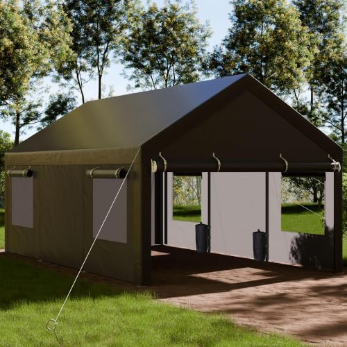 shintenchi 12x20 ft heavy-duty design carport,portable garage canopy,carport, view 9