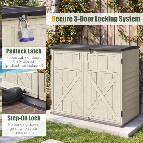 tangkula 20 cu.ft large outdoor storage cabinet w/adjustable, front angle view