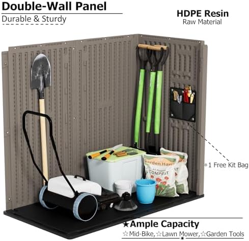 zzm 37 cu.ft outdoor storage shed with floor, front angle view