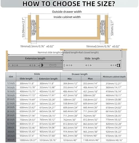1 pair 260 lbs heavy duty drawer slides, package contents