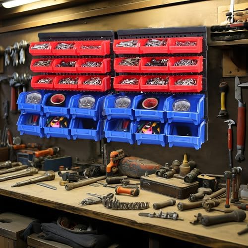 maxworks wall mount storage rack 30 bin heavy‑duty on a desk or shelf