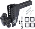 Black Tri-Ball Trailer Hitch Fits 2 Inch Receiver 8 Inch Drop and Rise 18500 LBS