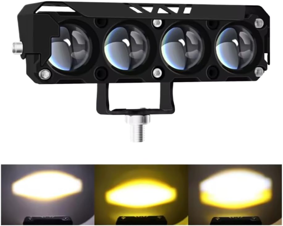 Motorcycle 12V LED Work Light Dual Color Running Light Spot Light Fog Light Compatible With Car Driving Headlight Lamp