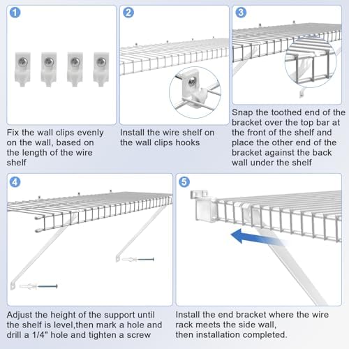 12 inch wire shelf brackets set, 8 pack, front angle view