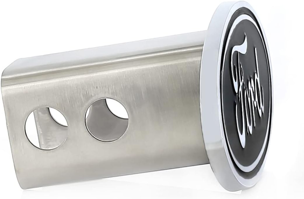 Ford Oval Hitch Cover Plug for Trailer Towing Black Solid Brass Stainless Steel Post (2 Inch)