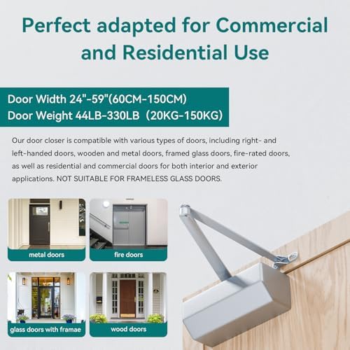 powawini grade 1 heavy duty automatic door closer, close-up detail