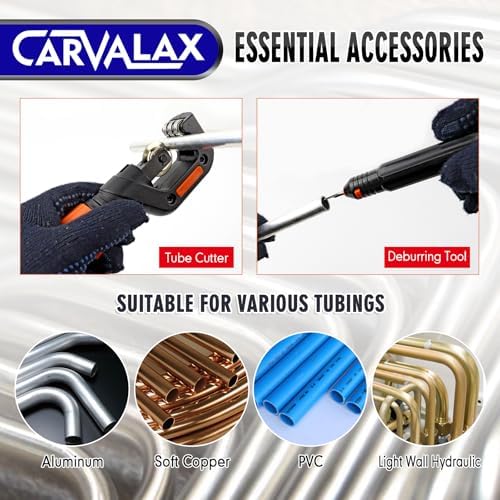 carvalax tube bender set, reverse adapters, silver head showing dimensions