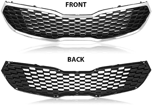 PIT66 Front Upper Bumper Grille Assembly Compatible with Kia Forte SX/EX/LX 2014-2016 Replacement KI1200156, 86350A7500, 86350-A7500 Chrome & Black