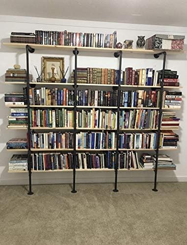industrial retro wall mount iron pipe shelf,diy open shown in use