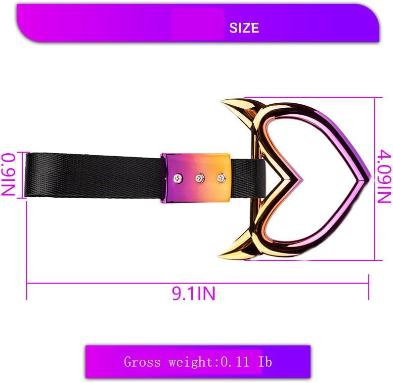 Tsurikawa JDM Car Accessories, Devil Heart Handle Strap Drift Charm Rear Bumper Warning Hang Ring, Universal Fit for Car SUV Interior Exterior Subway Bus Decoration 2 pcs