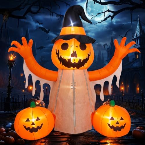 8FT Halloween Inflatables Pumpkin Scarecrow Outdoor Decorations