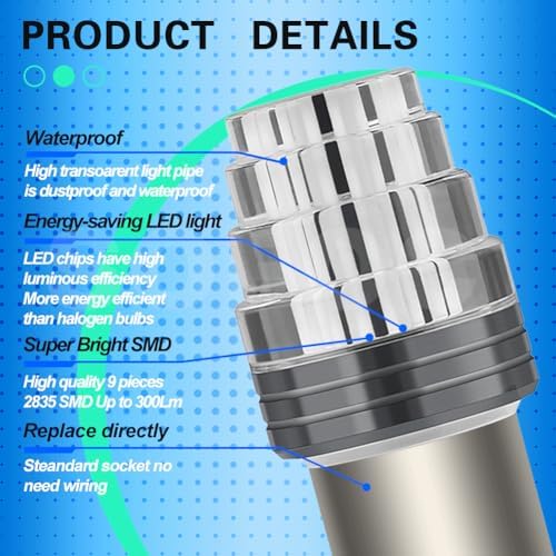 SOFOC 1157 BAY15D LED Bulb, 12V DC 300LM Super Bright Blue, 2835 9-SMD with Flash for Dome, Door, Footwell, Glove Box & Trunk Lights on Motorcycle, Scooter, ATV, UTV, RV (2-Pack)