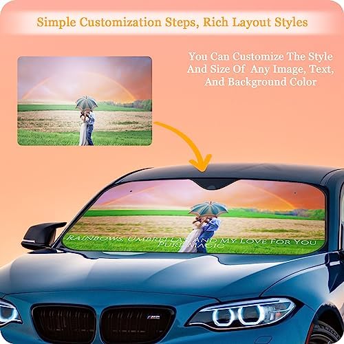 Custom Car Windshield Sun Shade Personalized Sun Visor with 1-4 Photo Design Your Own Photo Logo Text Foldable Reflective Sun Visor UV Rays Protector for Sedans SUV Trucks (1 Photo, M)