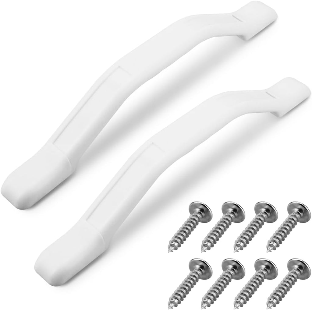 2Pcs RV Pull Handles White Plastic with Screws for Trailer Door Grab | 11 inch Door Handles, Door Inside Outside Use, Trailer, Motorhome, Trucks, Boat, All Weather