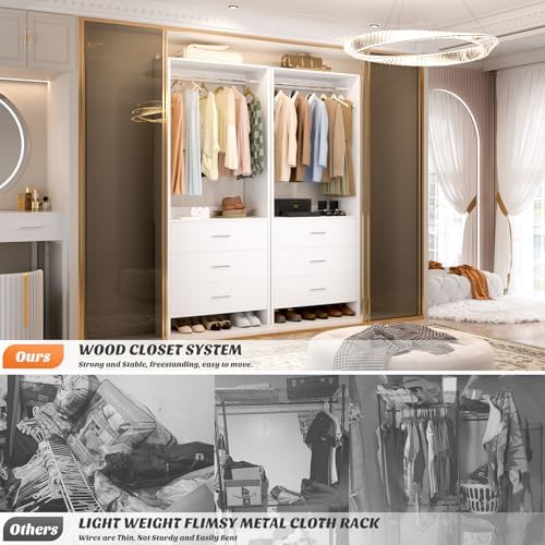 aheaplus 1.8ft closet system with drawers, 21.5’’ closet, side view