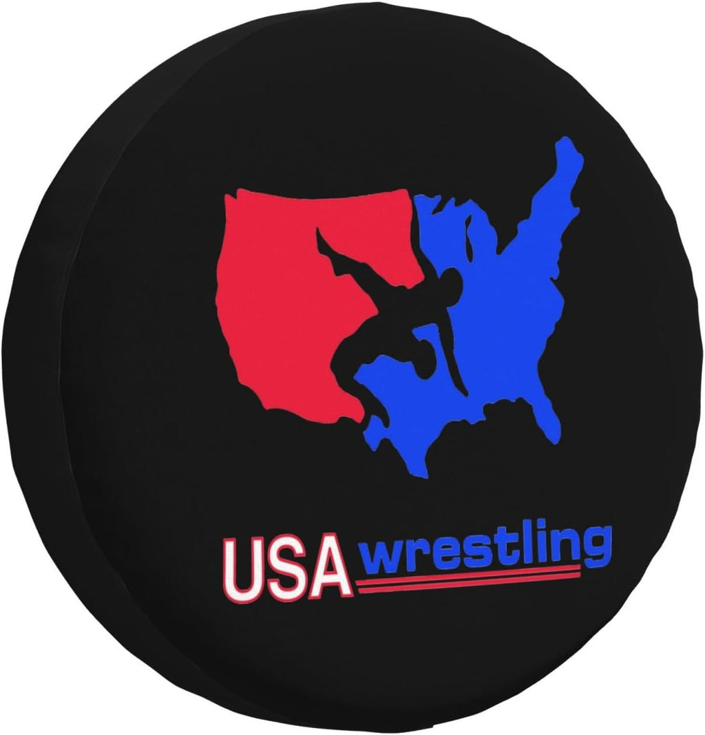 National Wrestling Spare Tire Cover Trailer Tire Covers for Truck SUV Camper Vehicle Wheel Cover Waterproof Sun Dust Protection