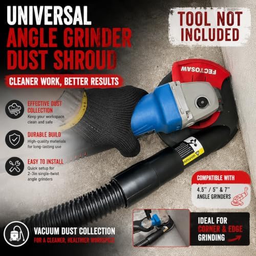 dust shroud for angle grinder with diamond grinding, front angle view