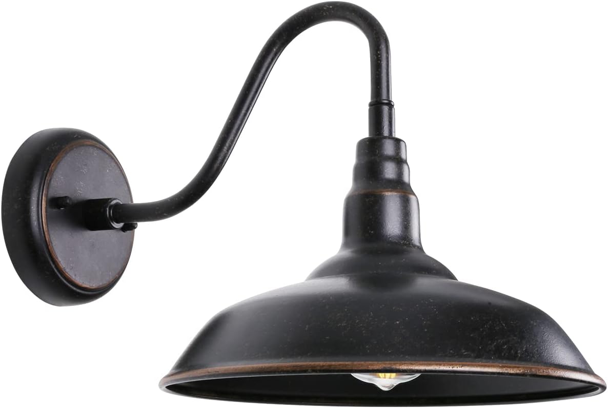 Gooseneck Outdoor Light Fixture, Bronze Porch Lighting, Gooseneck Wall Sconce