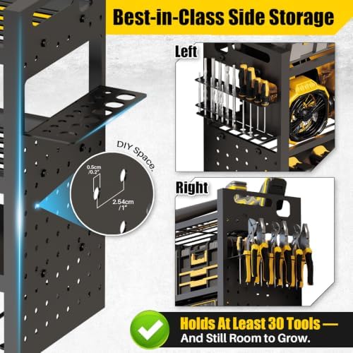 large 49'' wide power tool organizer wall mount, side view