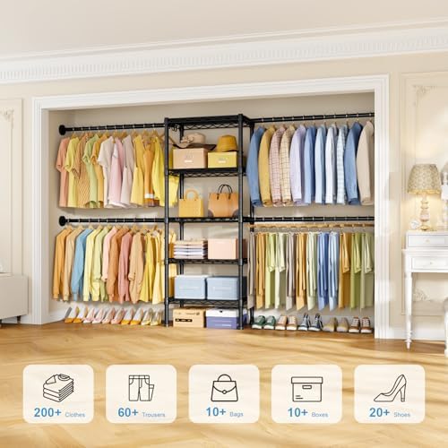 ulif m2 wall mounted closet system, black clothes, close-up detail
