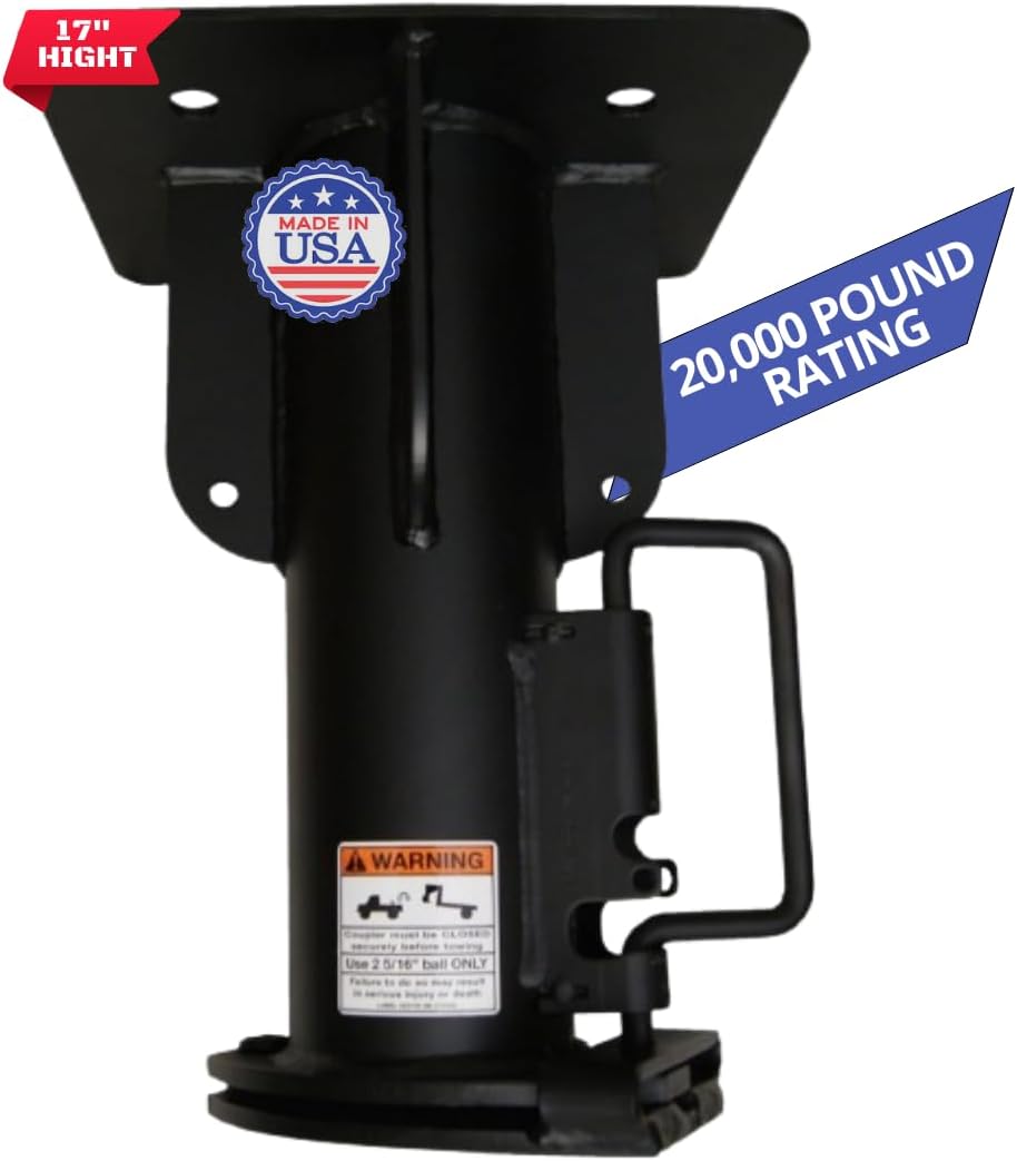 T-Built 5th Wheel to Gooseneck Adapter 17", Made in USA, Fifth Wheel to Gooseneck Adapter for RV Camper Trailer, 20.000 Pound Rating