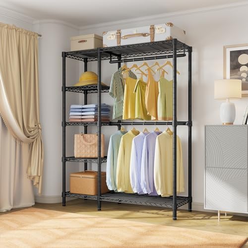 vipek v7 clothes rack with shelves heavy duty, front angle view