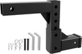Adjustable Trailer Hitch for 2" Receiver, 9.6" Drop/Rise, 5000 lbs Towing Capacity, Heavy Duty Steel Tow Hitch with 4 Pins for Truck