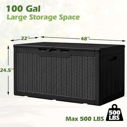 greesum 100 gallon resin deck box large outdoor on a desk or shelf