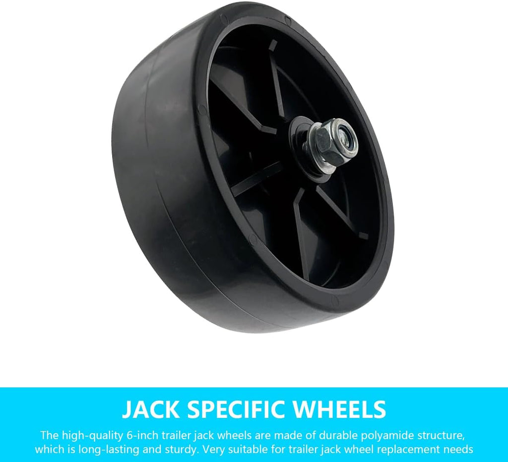 Trailer Jack Caster Wheel, 6 Inch Trailer Tongue Jack Wheel with 1200LB Load Capacity, Utility Replacement Parts Accessories, Suitable for Hitch Camper RV