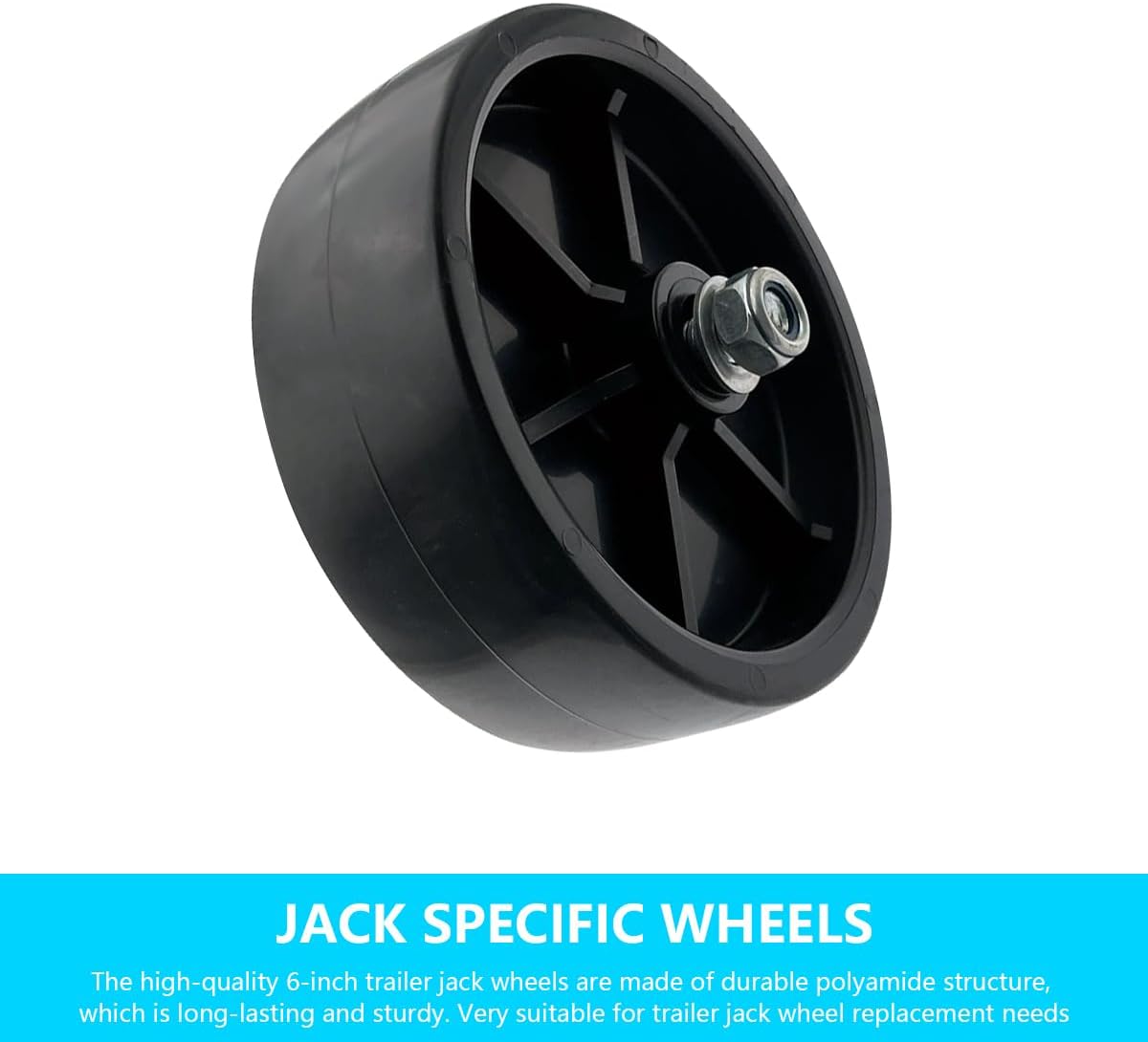 Trailer Jack Caster Wheel, 6 Inch Trailer Tongue Jack Wheel with 1200LB Load Capacity, Utility Replacement Parts Accessories, Suitable for Hitch Camper RV