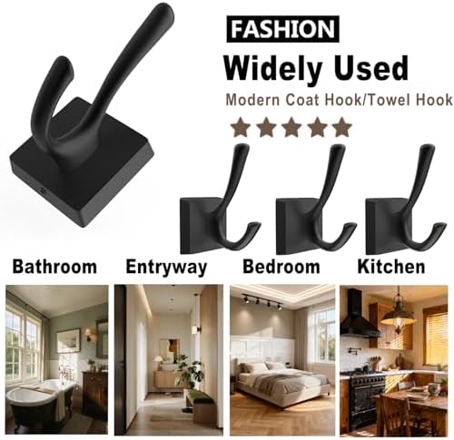 tofiigrem black wall hooks coat hooks, mudroom hooks, close-up detail