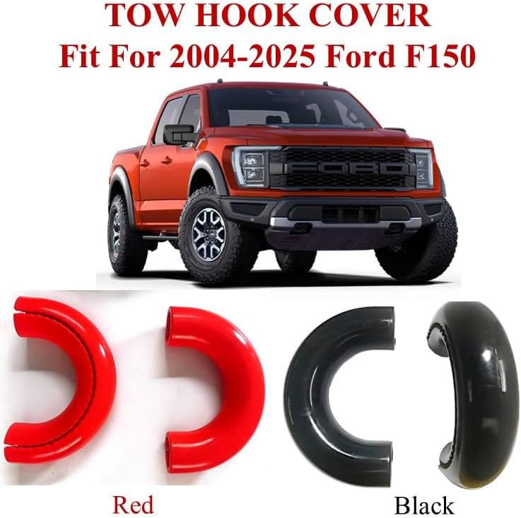 Tow Hook Covers for Ford F150 2004-2025 and Bronco Base/Big Bend/Outer Banks 2021-2025 and Toyota Tundra 2017-2021, Front Hitch Cover Compatible with 2004-2025 Ford F150 Accessories (Black)